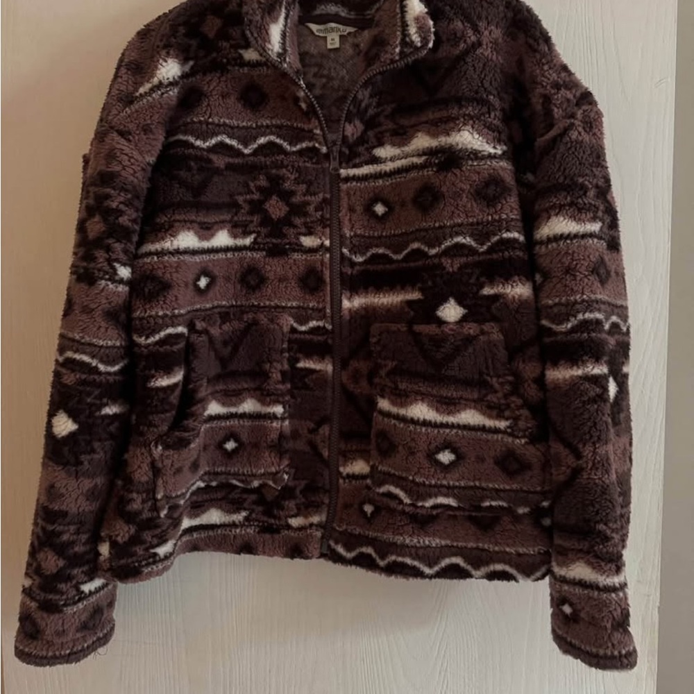 Marika Brown Patterned Fleece Jacket